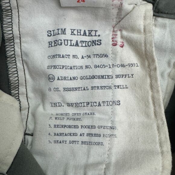 AG Adriano Goldschmied Slim Khaki Chino Pants Womens 24 Green Low Rise 28x30 - Picture 6 of 16